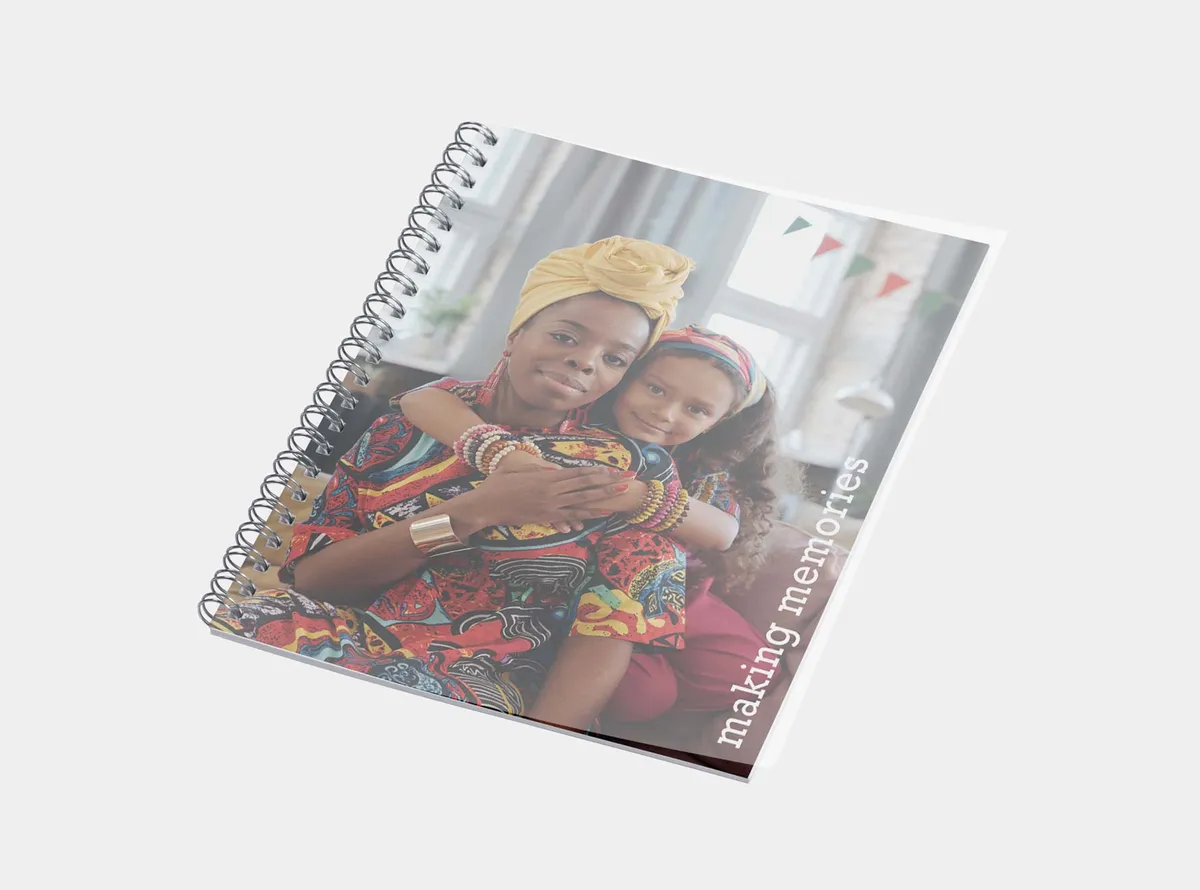 Fotobuch Spiralbindung A5 hoch mit Foto von Mutter und Tochter auf dem Cover