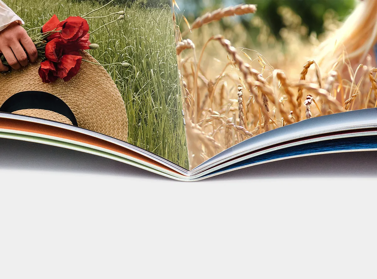 Detail von Fotobuch mit Heftbindung