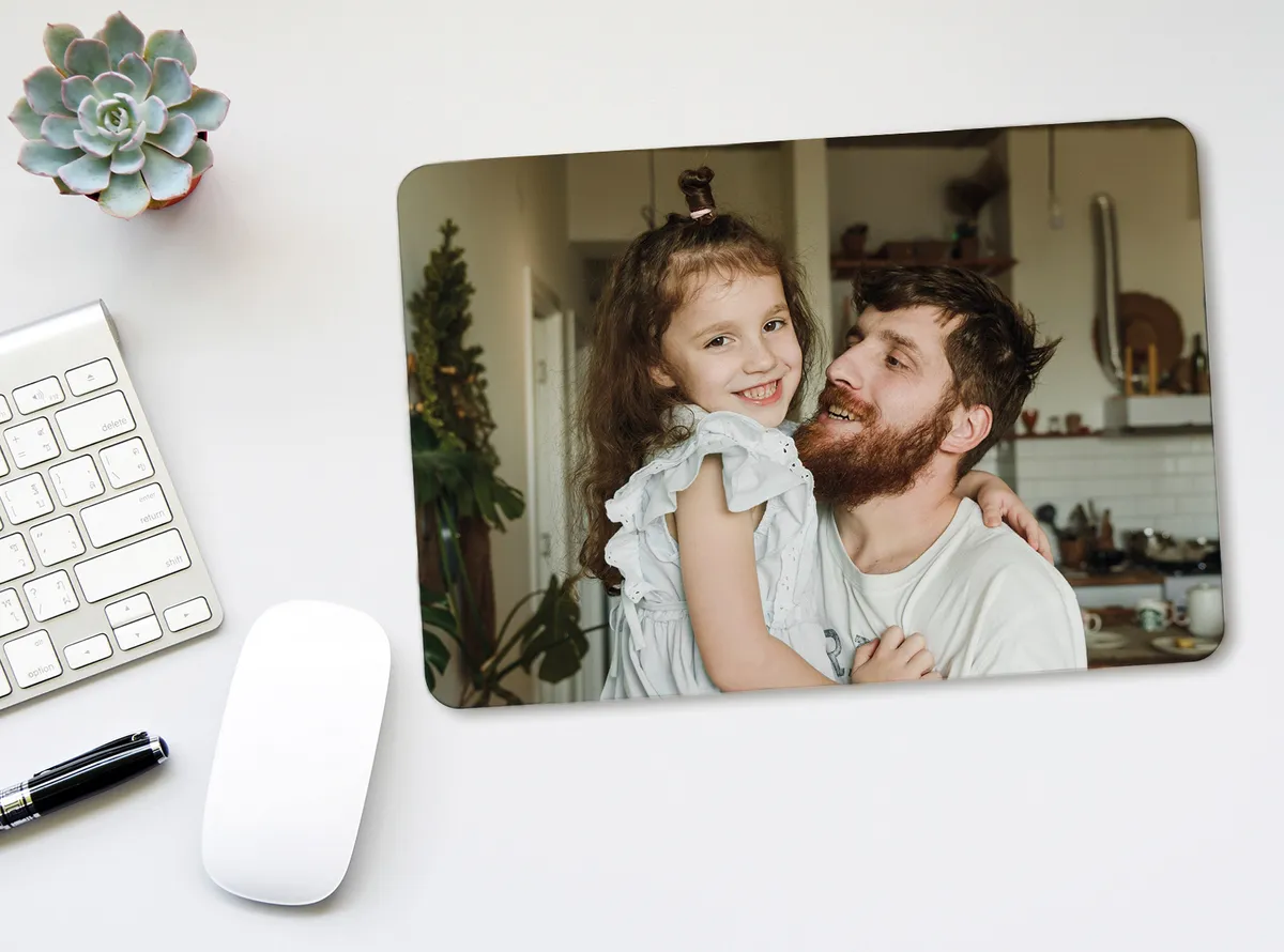 Mousepad mit Foto von Vater und Tochter